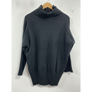 Womans Cynus Oversize Pullover Sweater Large Black Cowl Neck 3/4 Sleeve